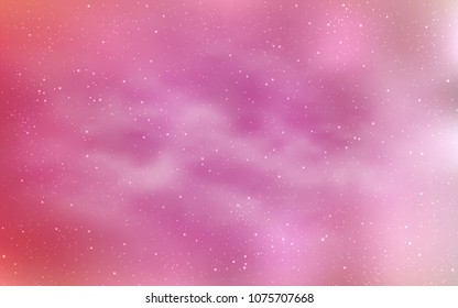 Light Pink vector template with space stars. Shining illustration with sky stars on abstract template. Pattern for futuristic ad, booklets.