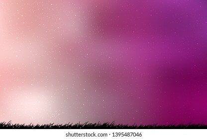 Light Pink vector template with space stars. Space stars on blurred abstract background with gradient. Best design for your ad, poster, banner.