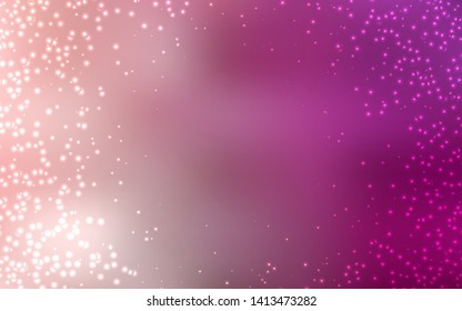 Light Pink vector template with space stars. Glitter abstract illustration with colorful cosmic stars. Pattern for futuristic ad, booklets.