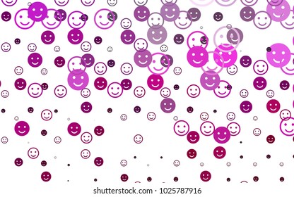 Light Pink vector template with sweet snacks. Colorful gradient Smiles on white background. Pattern for parties, gifts, congratulations.