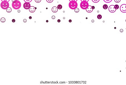 Light Pink vector template with sweet snacks. Decorative shining illustration with smiles on white template. Beautiful design for your business advert.