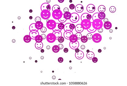 Light Pink vector template with sweet snacks. Illustration with set of smiles in simple style. Pattern for ad, booklets, leaflets of celebrations.