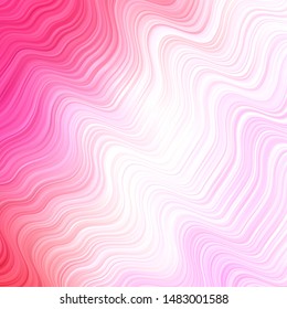Light Pink vector template with wry lines. Bright illustration with gradient circular arcs. Template for cellphones.
