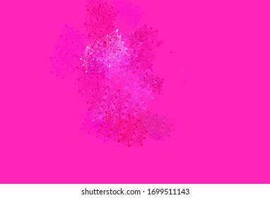 Textura vectorial rosa claro con concepto de inteligencia artificial. Estructura de IA coloreada con líneas y puntos degradados. Patrón de ciencia, diseños futuristas.