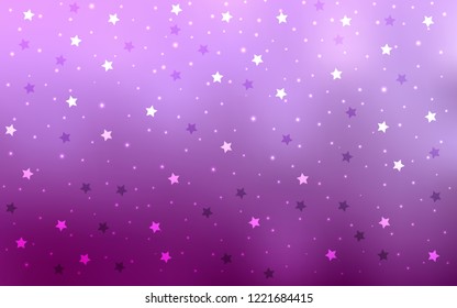 Light Pink vector texture with beautiful stars. Decorative shining illustration with stars on abstract template. Smart design for your business advert.