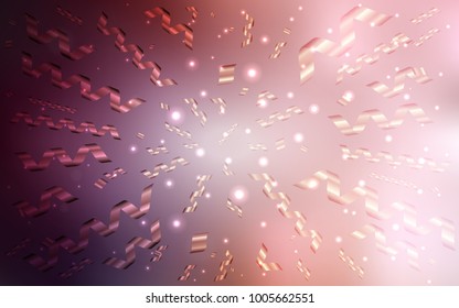Light Pink vector texture with birthday confetti. Glitter abstract illustration with colorful confetti, ribbons. New design for ad, poster, banner of your Party.