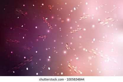 Light Pink vector texture with birthday confetti. Decorative shining illustration with ribbons on abstract template. The pattern can be used for carnival, festival leaflets.