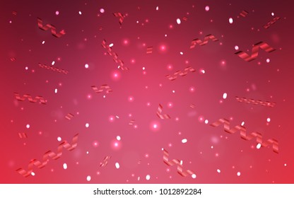 Light Pink vector texture with birthday confetti. Decorative shining illustration with ribbons on abstract template. The pattern can be used for new year ad, booklets.