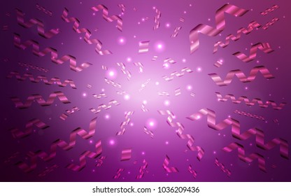Light Pink vector texture with birthday confetti. Beautiful colored illustration with ribbon in celebration style. The pattern can be used for new year ad, booklets.