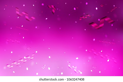 Light Pink vector texture with birthday confetti. Confetti on blurred abstract background with colorful gradient. The pattern can be used for birthday gifts, congratulations.