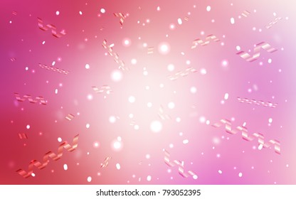 Light Pink vector texture with birthday confetti. Modern geometrical abstract illustration with carnival ribbons. The pattern can be used for carnival, festival leaflets.