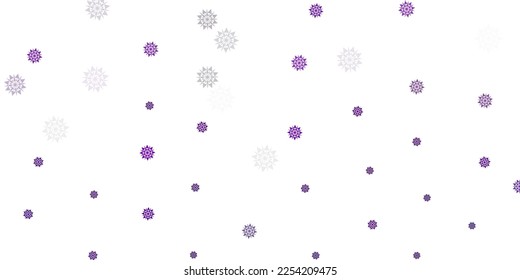 Textura vectorial rosa claro con copos de nieve brillantes. Ilustración abstracta geométrica inteligente con hielo, nieve. Afiche, cartel para el diseño de Año Nuevo.
