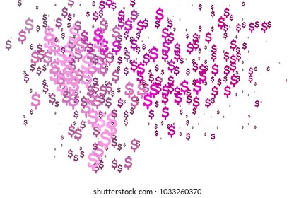 Light Pink vector texture with colored dollar signs. Shining colored illustration with dollar signs, USD. Template can be used as a background for ads of markets, loans.