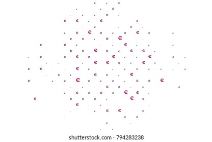 Light Pink vector texture with colored Euro signs. Colored symbols of cryptocurrency on white background. Template can be used as a background for ads of markets, loans.
