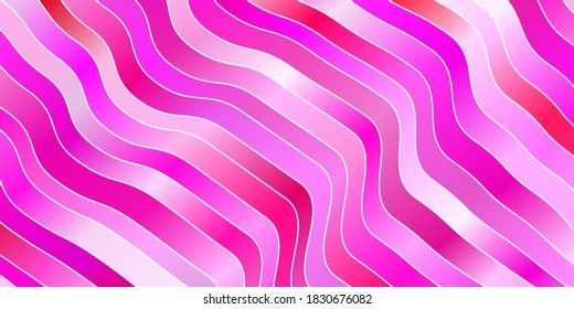 Textura vectorial rosa claro con curvas. Ilustración brillante con arcos circulares gradientes. Patrón para sitios web, páginas de inicio.