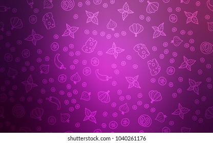 Light Pink vector texture with delicious snacks. Illustration with set of fresh food in doodle style. Design for ad, poster, banner of cafes or restaurants.