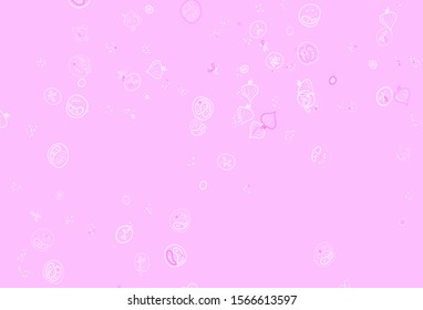 Light Pink vector texture with delicious snacks. Abstract background with colorful Fast Food illustrations. Pattern for ad, booklets, leaflets of restaurants.
