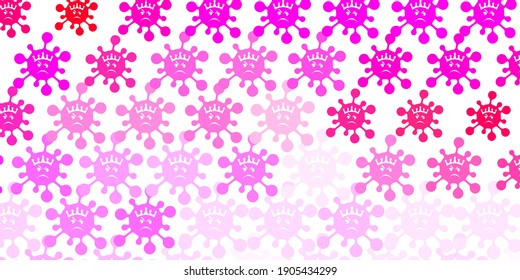 Textura vectorial rosa claro con símbolos de la enfermedad. Símbolos de enfermedades degradadas coloridas en un estilo simple y abstracto. Sencillo dibujo contra la fiebre de peligro.