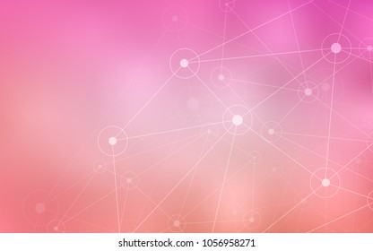 Light Pink vector texture with disks, lines. Colorful illustration with circles and lines in futuristic style. Pattern can be used for ads, leaflets.