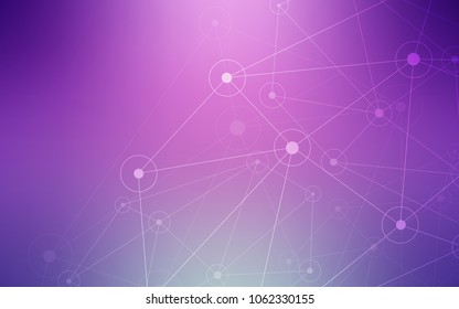 Light Pink vector texture with disks, lines. Glitter abstract illustration with connection of triangle structure. New design for ad, poster, banner of your website.