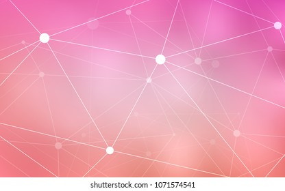 Light Pink vector texture with disks, lines. Design with connection of dots and lines on colorful background. New design for ad, poster, banner of your website.