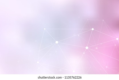Light Pink vector texture with disks, lines. Design with connection of dots and lines on colorful background. Beautiful design for your business advert.