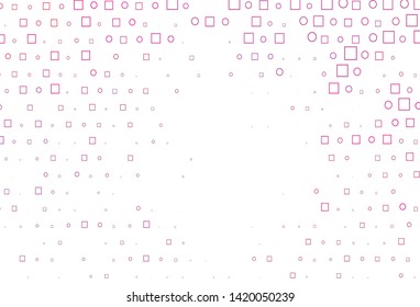 Light Pink vector texture with disks, rectangles. Colorful gradient with circles, rectangles on abstract backdrop. Pattern for beautiful websites.