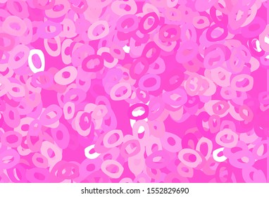 Light Pink vector texture with disks. Glitter abstract illustration with blurred drops of rain. Design for posters, banners.