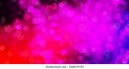 Light Pink vector texture with disks. Abstract decorative design in gradient style with bubbles. Design for your commercials.