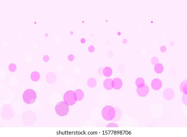 Light Pink vector texture with disks. Glitter abstract illustration with blurred drops of rain. Pattern for futuristic ad, booklets.