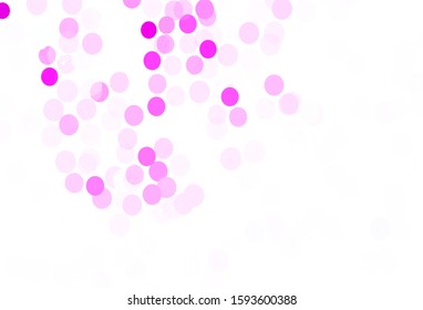 Light Pink vector texture with disks. Blurred bubbles on abstract background with colorful gradient. Pattern for futuristic ad, booklets.