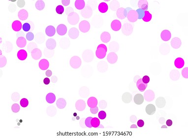 Light Pink vector texture with disks. Illustration with set of shining colorful abstract circles. Pattern for textures of wallpapers.