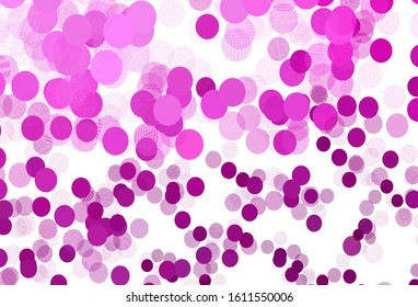 Light Pink vector texture with disks. Blurred decorative design in abstract style with bubbles. Pattern for ads, leaflets.