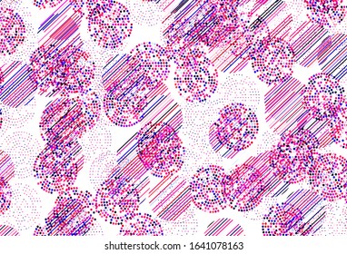 Light Pink vector texture with disks. Modern abstract illustration with colorful water drops. Pattern for textures of wallpapers.