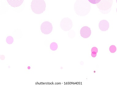 Light Pink vector texture with disks. Abstract illustration with colored bubbles in nature style. Pattern for textures of wallpapers.