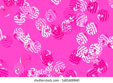 Light Pink vector texture with disks. Blurred bubbles on abstract background with colorful gradient. Design for your business advert.