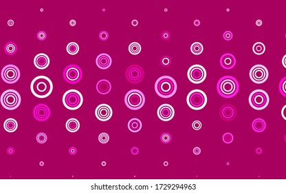 Light Pink vector texture with disks. Illustration with set of shining colorful abstract circles. Design for your business advert.