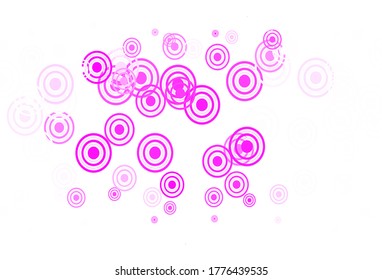 Light Pink vector texture with disks, lines. Decorative design in abstract style with bubbles, lines. Design for poster, banner of websites.