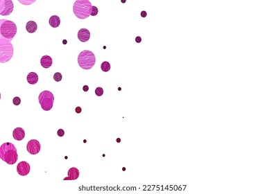 Textura vectorial rosa claro con discos. Burbujas borrosas sobre fondo abstracto con gradiente colorido. Patrón de agua, caídas de lluvia.