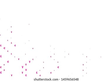 Light Pink vector texture with financial symbols. Blurred design in with symbols of EUR, JPY, GBP. Smart design for your business advert of economic, wealth.