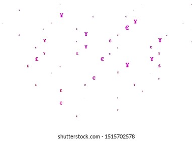 Light Pink vector texture with financial symbols. Colored symbols of all currency on white background. Template for ads of markets, loans.