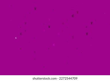 Light Pink vector texture with financial symbols. Colored symbols of all currency on white background. Template for ads of markets, loans.