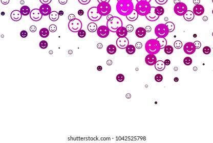 Light Pink vector texture with happy smiles. Glitter abstract sketch with smiley, icons. Beautiful design for your business advert.