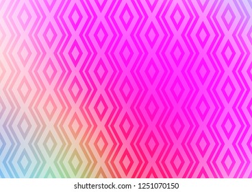 Light Pink vector texture with lines, rhombuses. Glitter abstract illustration with colorful lines, rhombuses. Smart design for your business advert.