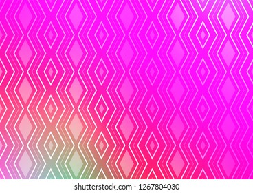 Light Pink vector texture with lines, rhombuses. Colorful lines, squares on abstract background with gradient. Smart design for your business advert.