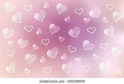Light Pink vector texture with lovely hearts. Illustration with hearts in love concept for valentine's day. Beautiful design for your business advert of anniversary.