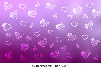 Light Pink vector texture with lovely hearts. Beautiful colored illustration with hearts in celebration style. Pattern can be used for valentine's ad, booklets.