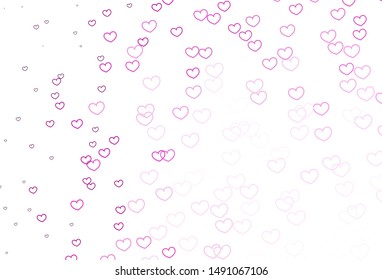 Light Pink vector texture with lovely hearts. Blurred decorative design in doodle style with hearts. Pattern for carnival, festival romantic leaflets.