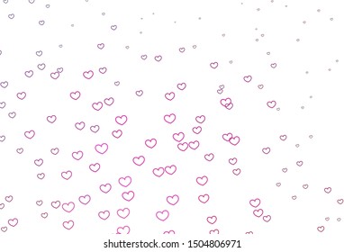 Light Pink vector texture with lovely hearts. Beautiful colored illustration with hearts in celebration style. Pattern for carnival, festival romantic leaflets.