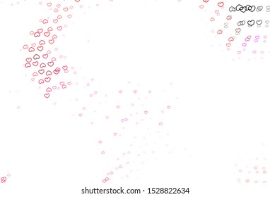 Light Pink vector texture with lovely hearts. Blurred decorative design in doodle style with hearts. Design for ad, poster, banner of Valentine Day.